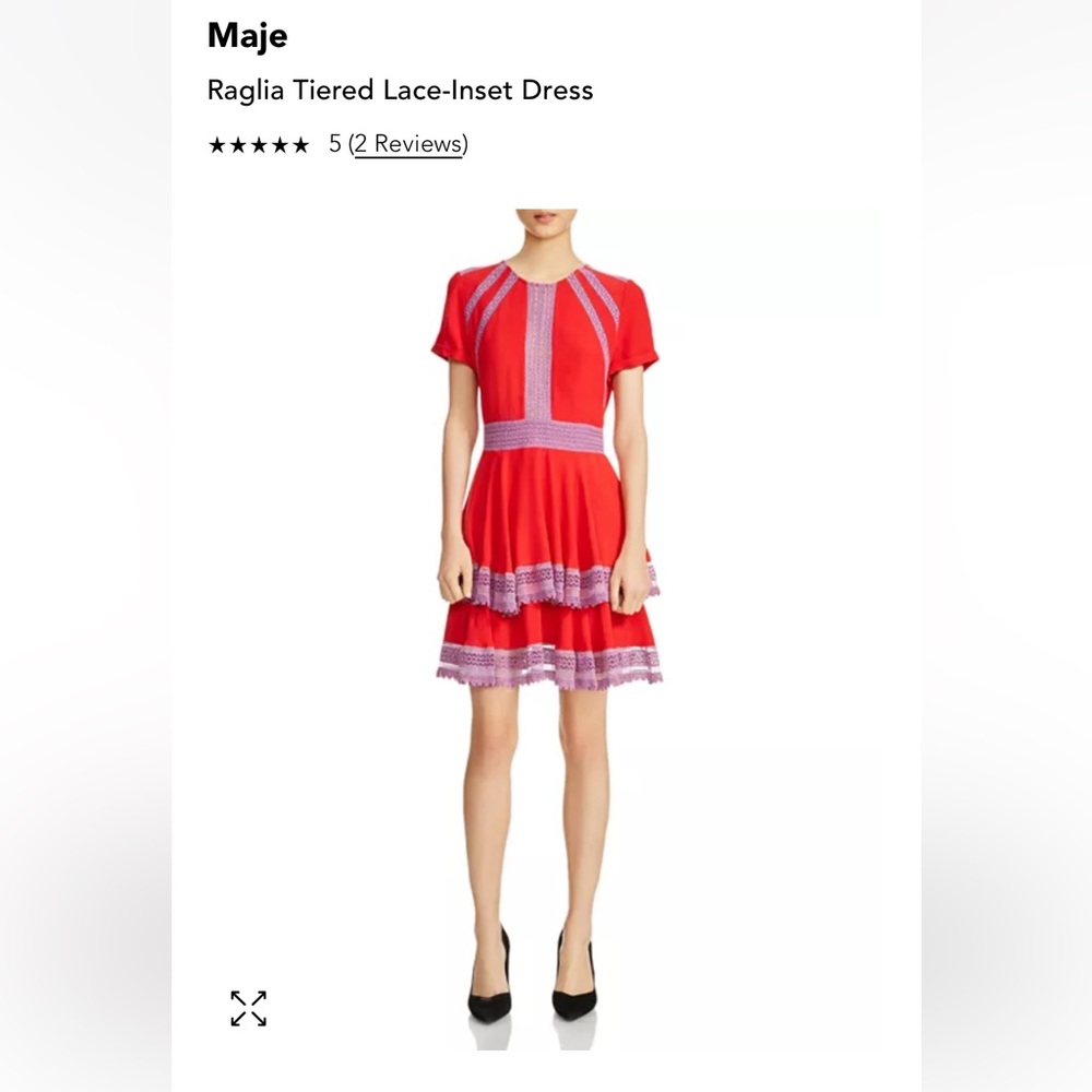Maje Raglia Tiered Lace Inset Dress